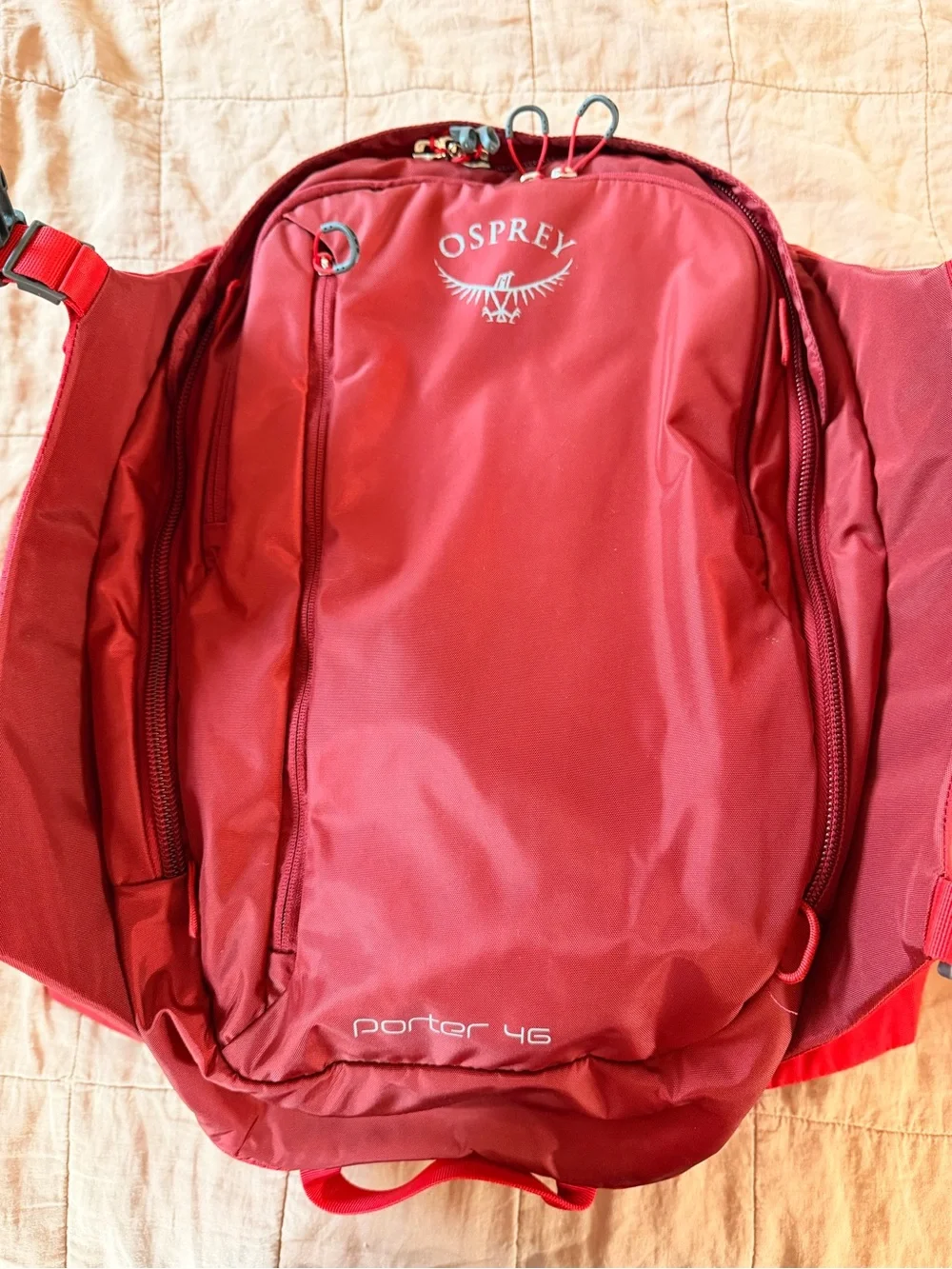 OSPREY Porter 46 Backpack in Red - like new